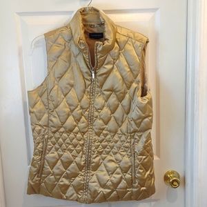 Lands End gold quilted down vest large